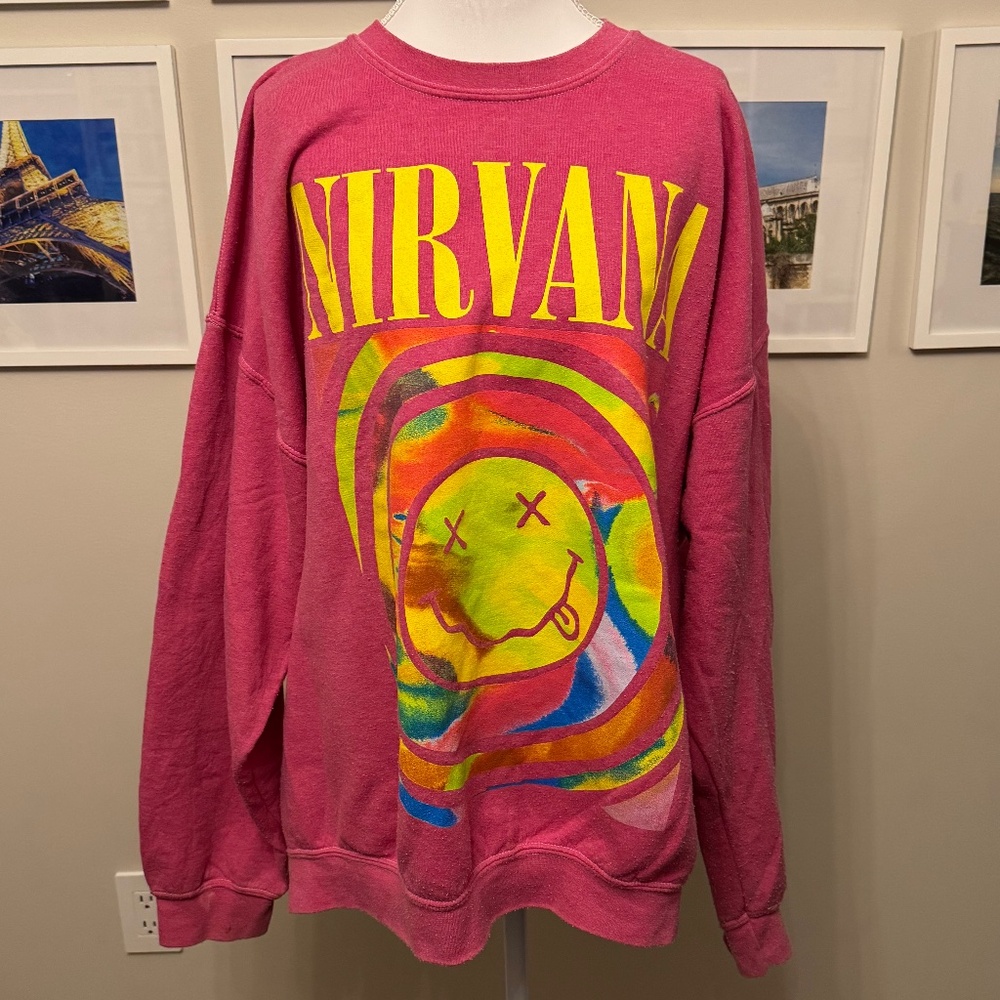 Urban Outfitters Nirvana oversized pink sweatshirt